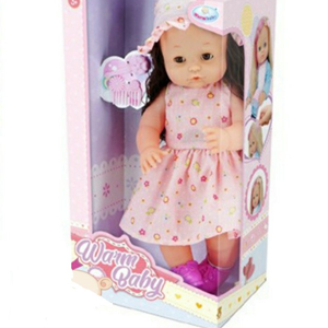 عروسک دخترانه با پیراهن و کلاه وارم بیبی Warm Baby مدل RT05080-4-اسباب بازی